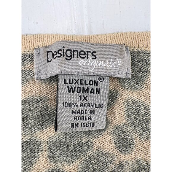 Designers Originals Leopard Print V-Neck Sweater Size 1X - Picture 3 of 6